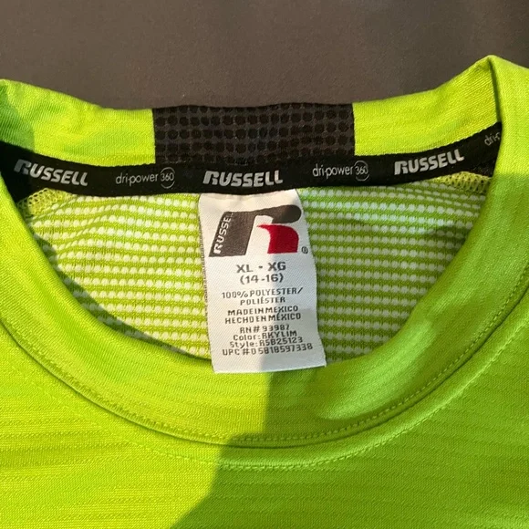 Russell Athletic Men's Performance T-Shirt Kid's XL (14-16) (Men's S) Lime Green - Picture 4 of 8